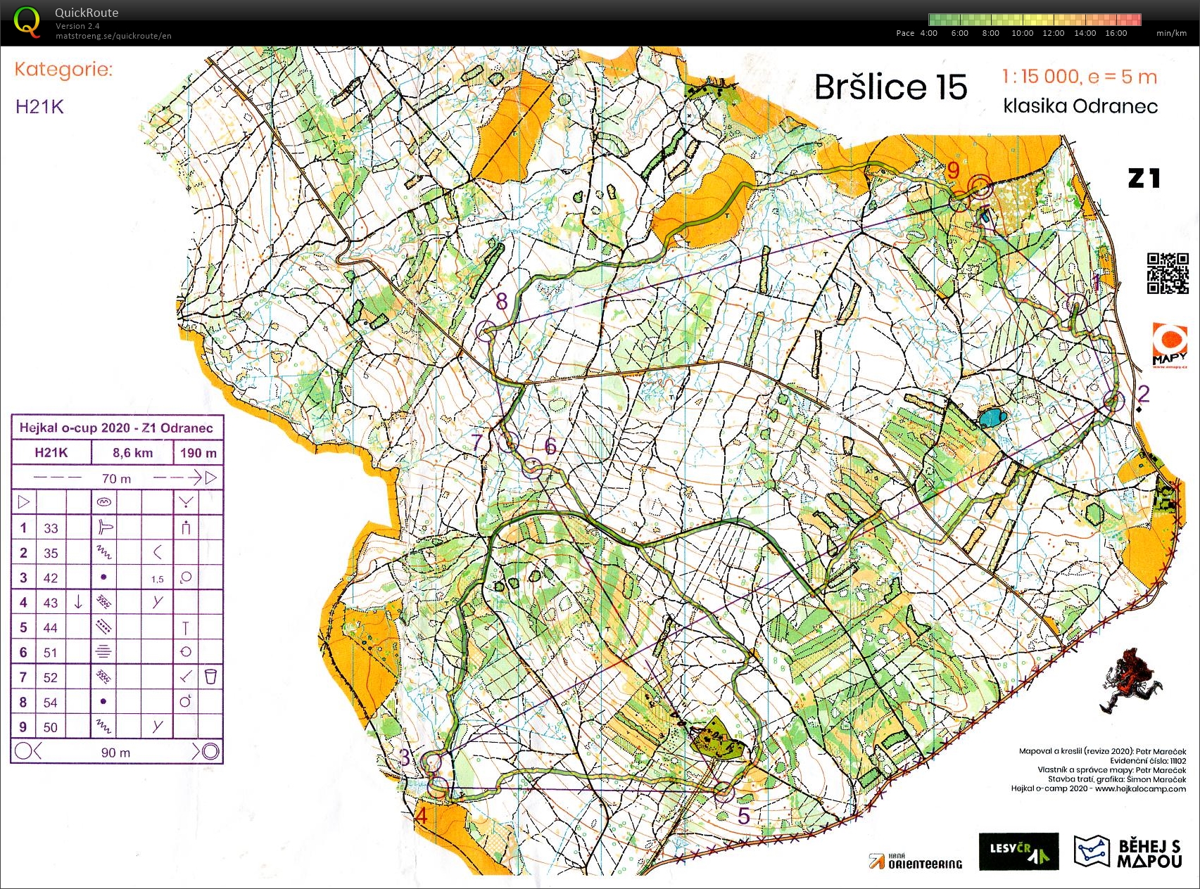 Běhej s mapou Odranec - klasika (H21K) (04-07-2020)